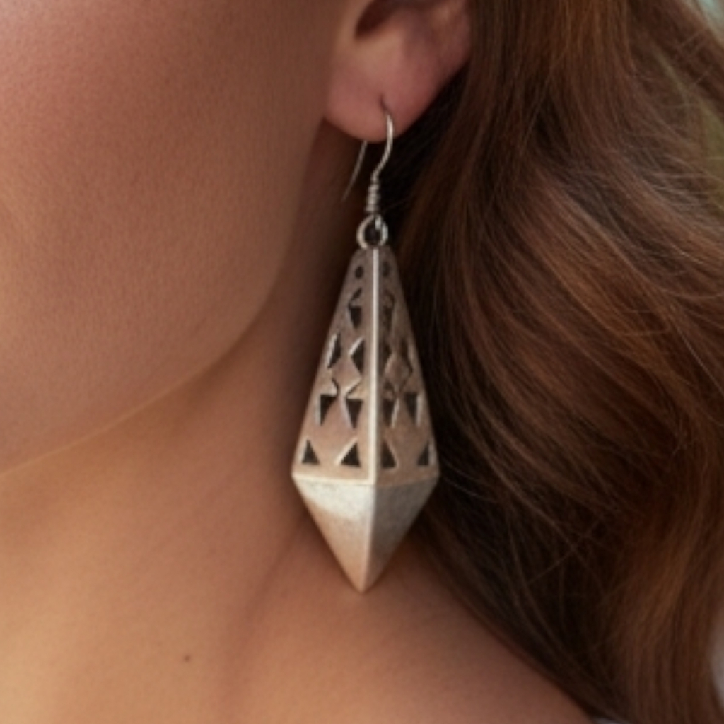 Taxco! Vintage Sterling Silver Cut Out Design Dangle French Hook Earrings!